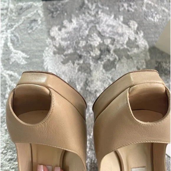 Jimmy Choo nude open toe platform sling back pump size 37.5 - Picture 3 of 7
